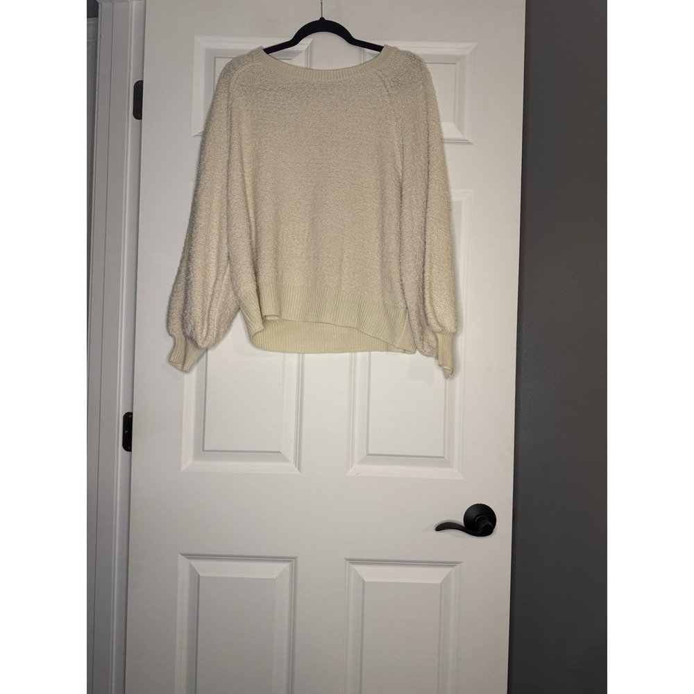 Umgee Poppy Boucle Boatneck Sweater Beige Small Nwt